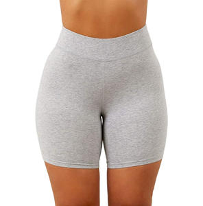 Short de yoga côtelé taille haute sans couture pour femme, coupe d'entraînement extensible - Product Image 1