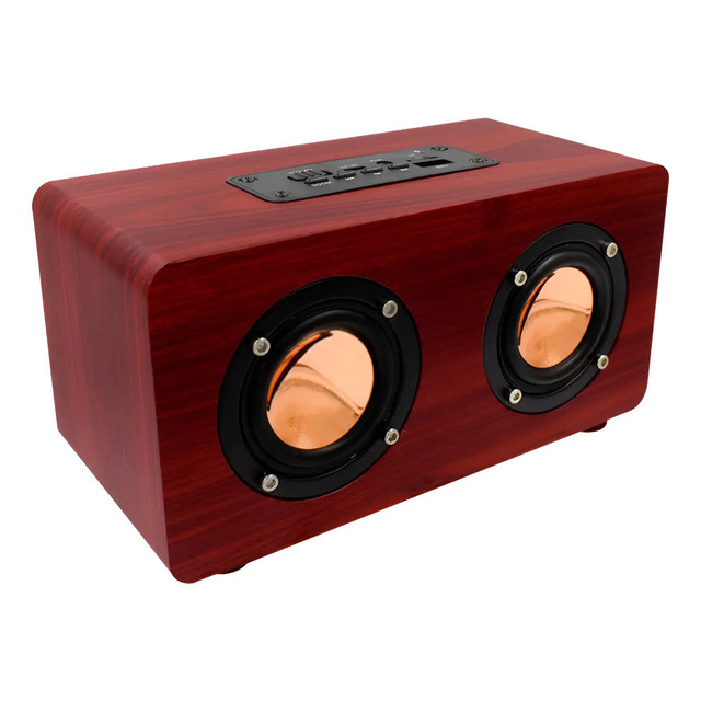 For Wireless V5.0 Speaker Radio Vintage Retro Portable Rechargeable Wood Cabinet Full-Range Audio Button Control Indoor