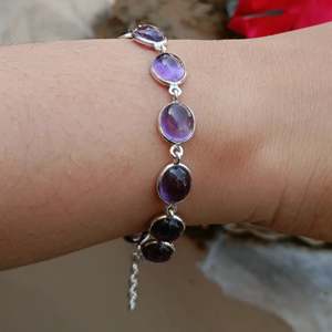 Handmade 925 Sterling <b>Silver</b> Amethyst <b>Bracelet</b> Crystal <b>Bracelets</b> & <b>Bangles</b> - Product Image 6