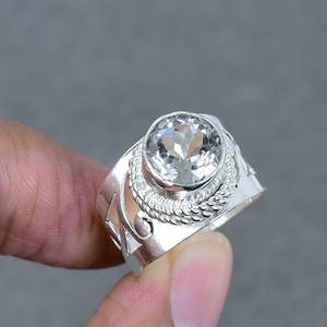 Precio al por mayor de alta calidad, bisel de piedras preciosas de cristal Chapado en plata 925, anillo de piedra de latón Natural para mujer y niña, joyería - Product Image 1