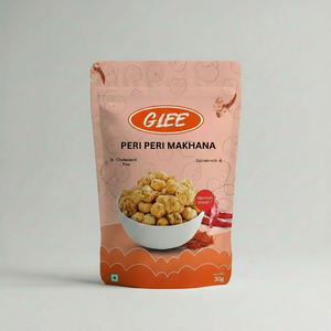 Peri Peri Flavored Makhana (Fox Nuts) 30g Stand-Up Pouch Roasted Spicy Semi-Soft <b>Chocolate</b> Low-Fat Gluten Free High Protein - Product Image 1