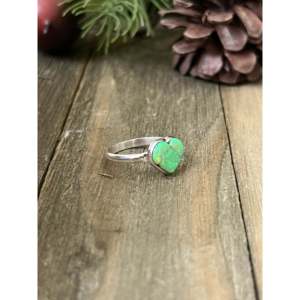 Rose Gold Plated Stainless Steel <b>Ring</b> with Green <b>Opal</b> Inlay Size 5.75 Bezel Set Gift - Product Image 3