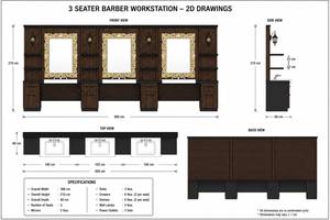 Modern Wood <b>Salon</b> <b>Mirror</b> Station with Gold Frame and Adjustable Multiple <b>Storage</b> Space for Barber Shop Bathroom Furniture - Product Image 5
