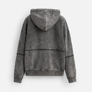 Street Style Custom Oversized Men Acid Wash Zip Up Hoodies Cantidad a granel Winter Men Zipper Hoodies en LOW MOQ - Product Image 2