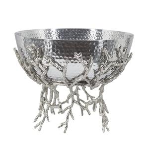 Venta caliente Diseño moderno Martillado Cuenco para servir Soporte de diseñador Cuenco elegante de metal para el hogar Hotel Comedor Cuenco para servir. - Product Image 1