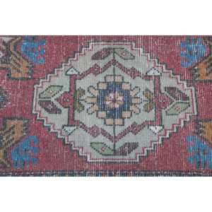 พรมวินเทจตุรกี ขนาด 1.7x3.2 ฟุต พรมลายดอกไม้สีแดงน้ำเงิน ทำจากขนสัตว์ - Product Image 5