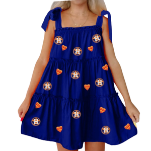 Robe décontractée d'été respirante OEM 2026 avec broderie de perles et sequins, coupe ample, volants, longueur genou, motif équipes célèbres pour les jours de match - Product Image 3
