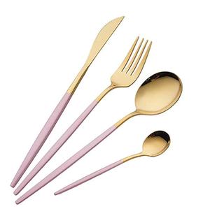 Ensemble de couverts en métal d'aspect royal avec poignée en émail bleu royal fini or pour ensembles de couverts de vaisselle de table à manger - Product Image 4