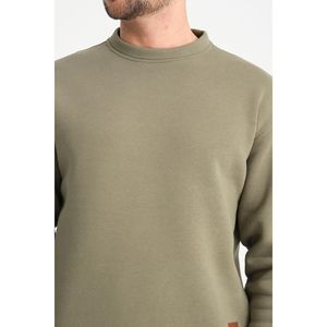 Felpa da uomo con emblema Basic girocollo color crema