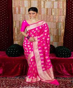 Ready to Wear <b>Organza</b> Saree with Cotton Blouse for Women Low Price Party Wear choli - Product Image 1