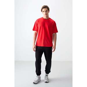 T-shirt en coton basique pour homme Air Jones, coupe ample, texture épaisse et douce, vêtement décontracté confortable, couleur Fiesta 88377 - Product Image 2