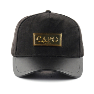 2025หมวกเบสบอลคุณภาพสูงหมวกปีกโค้งแบบคลาสสิกธรรมดา5แผงหนังติดโลโก้บนหนังกลับดีไซน์ตามสั่ง - Product Image 1