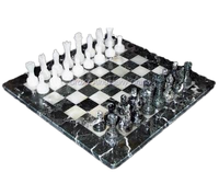 Jeu d'échecs en marbre noir zèbre