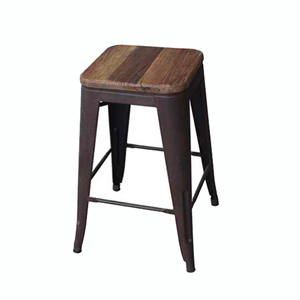 Taburete de Bar hecho de estructura de hierro y asiento de madera maciza de teca con material de alta calidad para interior y exterior - Product Image 1