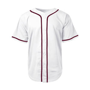 Jersey de béisbol blanco con rayas granate para hombres Ropa de equipo elegante Tela cómoda duradera Diseño personalizado para juegos - Product Image 4