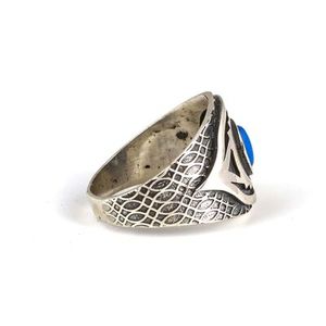 Anillo de Plata de Ley 925 para Hombre con Piedra Natural Lapislázuli, Engaste Ovalado, Diseño Geométrico, Uso Diario, Certificado IGI - Product Image 3
