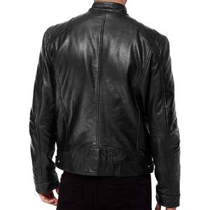 Venta al por mayor chaquetas de cuero con logotipo personalizado para hombres y mujeres prendas de vestir exteriores de moda precio razonable chaqueta de moto de cuero genuino para hombres - Product Image 1