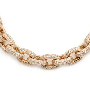Modeschmuck GRA-zertifizierte Moissan ite Rolo Link Chain Halskette mit rundem Schnitt Hip Hop Diamond Rapper Chain Link Halskette für Männer
