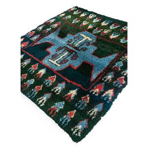 Tapis en laine noués à la main Nuray Green, style géométrique et abstrait bohème, pour entrée, salon et couloir - Pae-1385 - Product Image 2