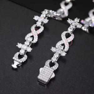 925 plata esterlina chapada en oro D VVS Natural Moissanite Lab Grown Diamond Hip-Hop Cross Infinity Link cadena collar hombres/mujeres - Product Image 5