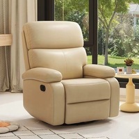 Fauteuil inclinable électrique intelligent en cuir technique avec table porte-gobelets, bande LED et haut-parleur