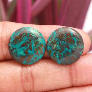 Pendientes de Cristal de Crisocola Verde Natural DHORGEMS para Mujer, Pendientes de Cabujón, Joyería Hecha a Mano - Product Image 3