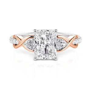แหวนหมั้นเพชรเจียระไนสามเม็ดทรงอินฟินิตี้สองสีจาก Jeulia - Product Image 1