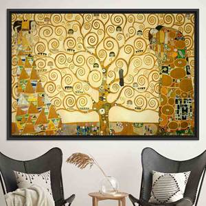 Impression sur toile de l'Arbre de Vie de Klimt : Décoration murale Art Nouveau, TOILE ENCADRÉE NOIRE - Product Image 1