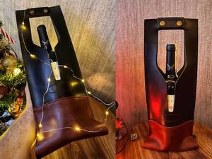 Portador de vino de cuero portátil elegante con asa funda protectora duradera impermeable a prueba de polvo para regalo de vino de fiesta - Product Image 2