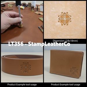 LT356 Sello de cuero estilo mosaico geométrico 18x18mm (5/7 \ "X 5/7 \") para manualidades - Product Image 1