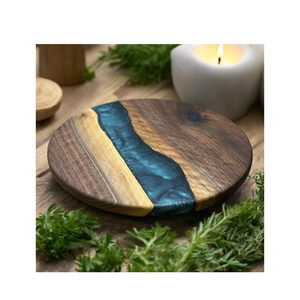 Madera y resina Lazy Susan tocadiscos individual organizador de especias de madera estante de almacenamiento de cocina organizador de almacenamiento para el hogar al mejor precio - Product Image 5