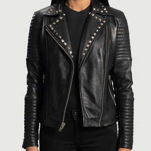 Veste en cuir pour femmes Offre Spéciale Fournisseur OEM Logo personnalisé en gros Manteaux de motard élégants et ajustés Tendance de moto bon marché - Product Image 3