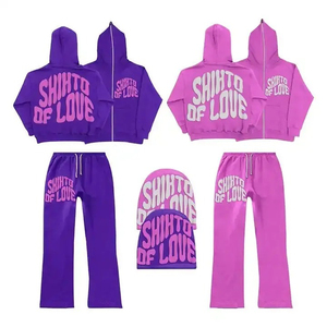 Survêtements pour hommes, impression DTG DTF, coupe classique moderne, à capuche, uni, décontracté, athlétique, deux pièces, survêtement de sport en coton, 2025 - Product Image 1