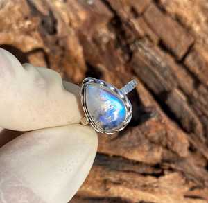 Handmade Rainbow Moonstone Ring 925 Sterling <b>Silver</b> Gemstone Jewelry For Women Natural Stone Gift - Product Image 6