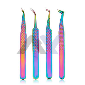 Gratis Personalizar Logo Puntiagudo Curvo Multi Color Pinzas para cejas de pestañas-Acero inoxidable profesional - Product Image 1