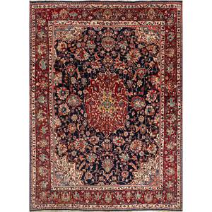 Alfombra de Lana Azul Aalam Anudada a Mano con Patrón de Medallón para Decoración de Sala de Estar o Pasillo -Paem-1170 - Product Image 1