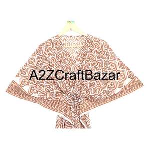 Eco Friendly Pure Cotton Short Kaftan <b>Dress</b> For Women Boho Floral <b>Beach</b> Wear Cover Up <b>Summer</b> Casual Comfort Clothing - Product Image 3