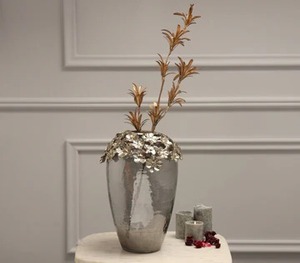 Elegante jarrón floral gris de moda con vidrio gris moderno elegante decoración del hogar centro de mesa perfecto para espacios de sala de estar u oficina - Product Image 3