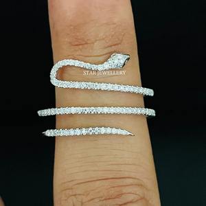 Anillo de serpiente de diamante natural de oro macizo de 14K. - Product Image 2