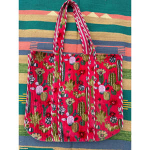 Bolsa de Mano Grande Reversible Acolchada de Terciopelo y Algodón, Estilo Boho, Ecológica, Resistente, para Compras, Playa y Fines de Semana, Color Ocre - Product Image 2