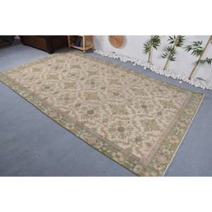 Classique Beige Vert Vintage Tapis Turc 5.6X9.5 pieds Laine Seagrass Latex Support pour La Maison Salon Patchwork pour Les Adolescents - Product Image 3