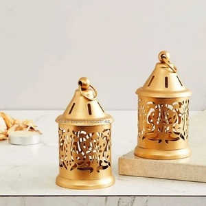 Nouvel arrivage de Noël Pâques Art moderne écologique Lanterne à bougie en métal en fer doré unique pour la maison, le salon et la table - Product Image 3