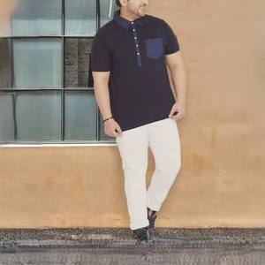 Polo personalizado liso de color azul marino para hombre, Polo de manga corta deportivo informal con cierre de botón para hombre, lo mejor para ropa de calle - Product Image 6