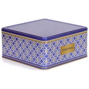 Caja de Almacenamiento Decorativa Kontensan EF02993, con Tapa Deslizante, Diseño Geométrico de Líneas sobre Fondo Azul, 5.8L, Cuadrada, 235x235x110, Patrón Continuo - Product Image 3