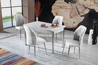 Ensemble de table à manger Alessa Design extensible et pliable en bois avec 6 chaises, pieds en métal modernes et luxueux, écologique et gain de place