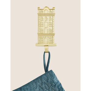Building Shape <b>Stocking</b> Holder Festive Decoration Gold Color Standing <b>Christmas</b> Home Festive Party Tabletop Supply Holiday Decor - Product Image 2