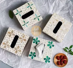 กล่องใส่กระดาษทิชชูทรงสี่เหลี่ยมสไตล์บ้านไร่หรูหราทันสมัยฝังมุก - Product Image 3