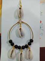 Pendientes Colgantes de Concha de Cauri Natural Hechos a Medida con Cuentas Negras, Estilo Vintage, Joyería Tribal Africana para Mujer, Modelo Conífera 544