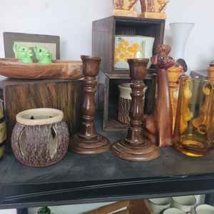 Solid <b>Wooden</b> High-quality Embossing Printed <b>Candlestick</b> <b>Holder</b> Decorative Stand for Home Table Living Room Decor - Product Image 6