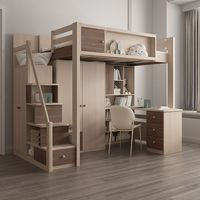 Lit superposé pour enfants en bois au design moderne, ensemble de meubles pour enfants, lit superposé pour enfants avec rangement, échelle, armoire